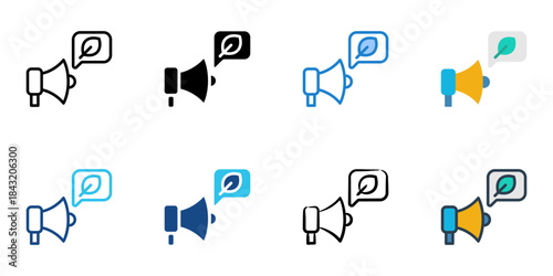 Campaign eco icon set multiple style vector collection. Editable Stroke 
