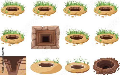 Various Types Of Holes And Burrows In The Ground earth dirt