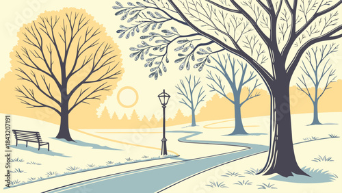 winter landscape with tree