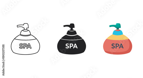 Spa product bottle set in different styles
