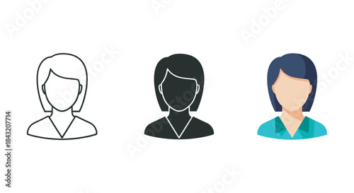 Three different illustrations of a woman