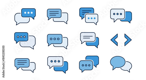 Collection of speech bubble icons representing communication and messages.