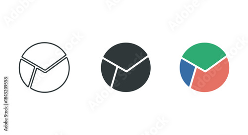 Pie chart illustration in different styles