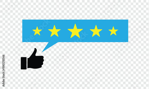 Hand five stars rating line symbol. Feedback five stars. Human hands put rating 5 star. Classification and user feedback concept. Vector Illustration .EPS 10 .