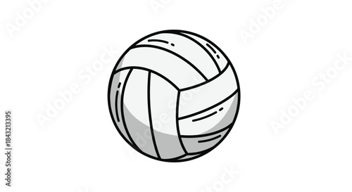 A simple yet stylish cartoon illustration of a volleyball with clean lines and subtle shading, isolated on a white background.