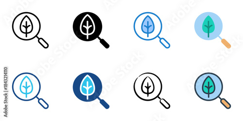 Ecology research icon set multiple style vector collection. Editable Stroke 
