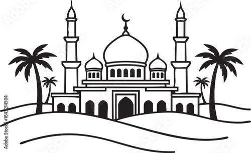 Elegant mosjid architecture design with islamic geometric patterns