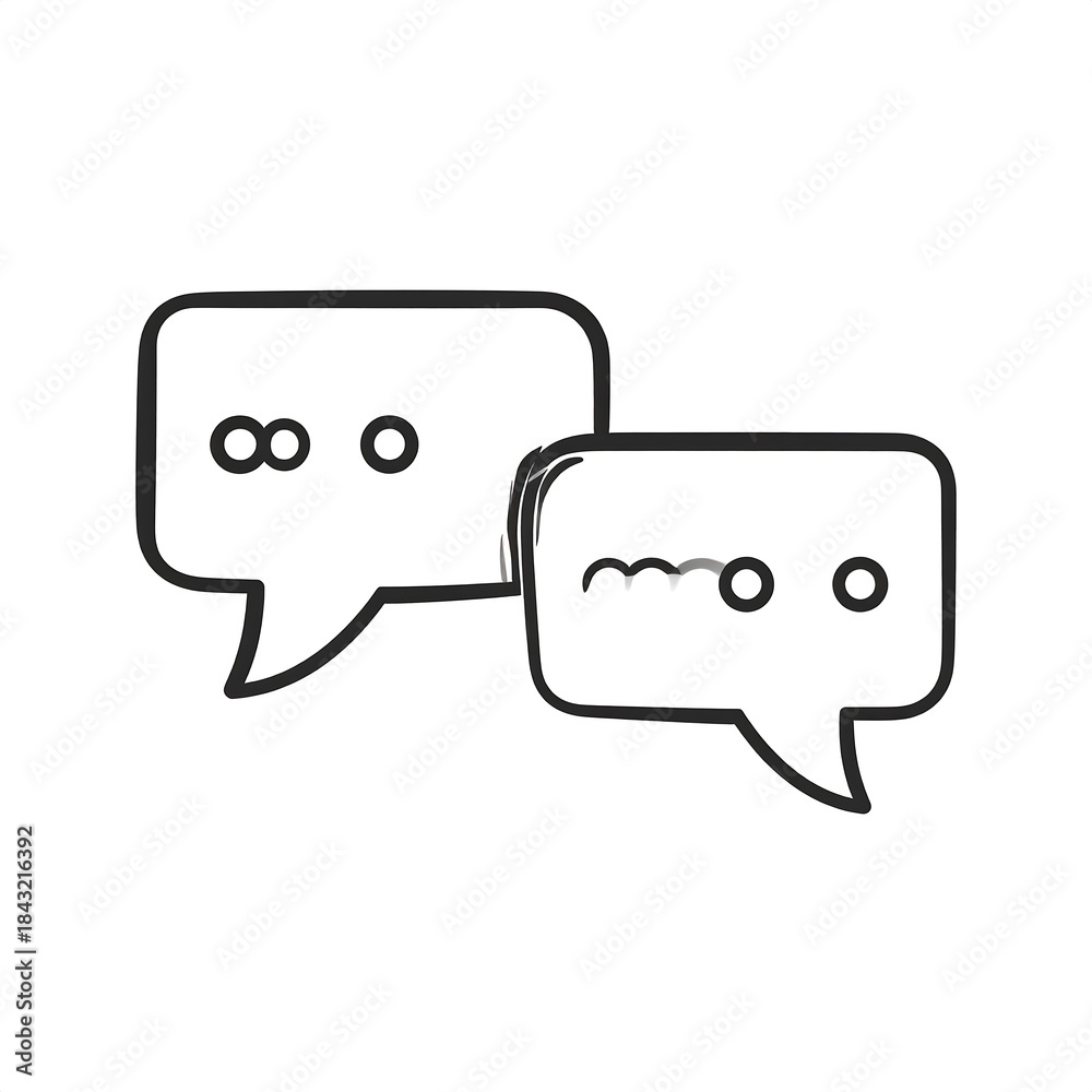 Naklejka premium Two simple speech bubbles, hand-drawn style