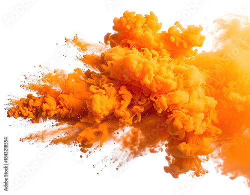 Orange smoke plume swirling from left