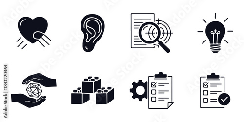Collection of icons representing business concepts and processes