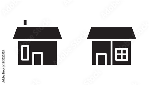 Web home icon set for websites and apps. Simple house symbol. Main page pictogram in filled, thin line, outline and stroke style. Isolated illustration.