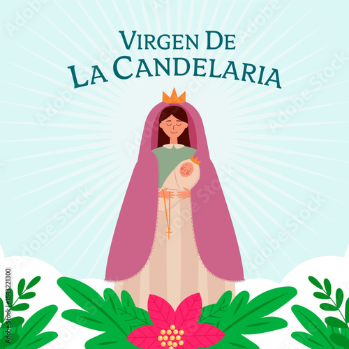 flat style virgen de la candelaria illustration design