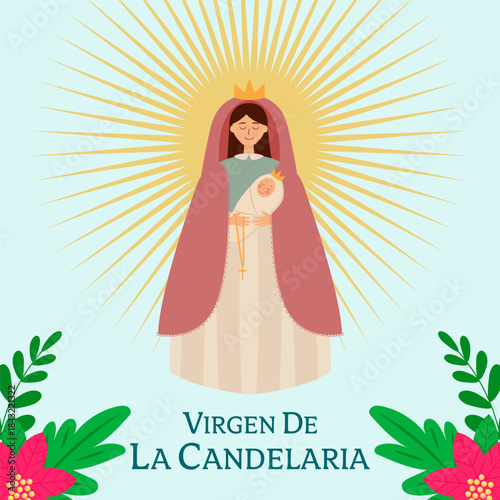 virgen de la candelaria illustration in flat style design