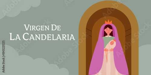 virgen de la candelaria horizontal banner illustration
