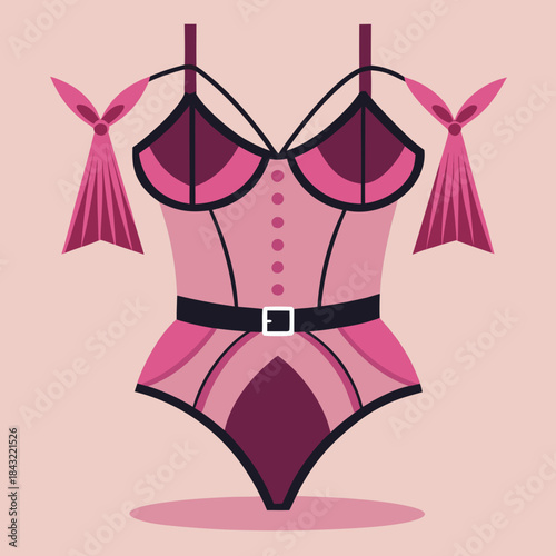 Elegant Pink and Black Lingerie Set for Women Stylish and Comfortable Sleepwear or Intimate Wear