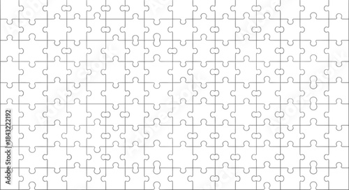 Blank jigsaw puzzle template vector featuring clean outlined pieces, customizable layout, interlocking shapes, and empty design for games, education, branding, and creative projects