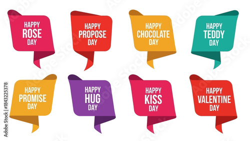 Joyful collection of banners celebrating Valentine s Week and love s progression with modern