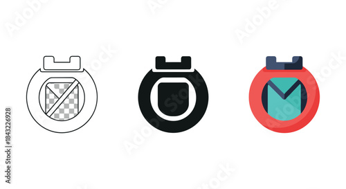 Set of three different colored stopwatch icons