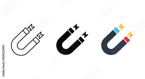 Magnet icon set with different design and color