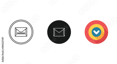 Email icons set with different design elements