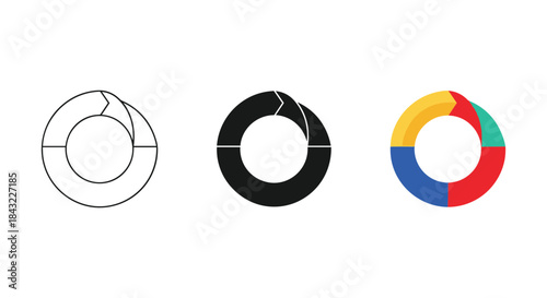 Different stages of donut chart creation