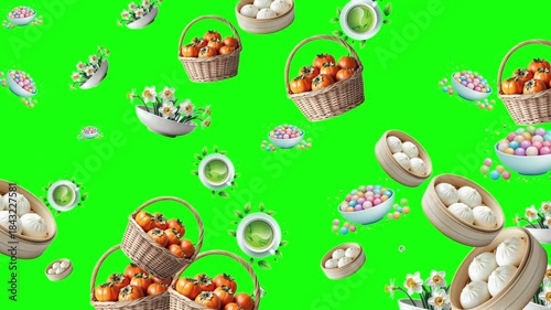 Easter Egg Hunt with Basket Filled with Colored Eggs and Flowers in Bright Spring Setting