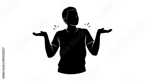 A person shrugs with confusion in a minimalist illustration
