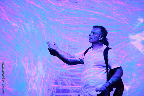 Man immersed in virtual reality experience