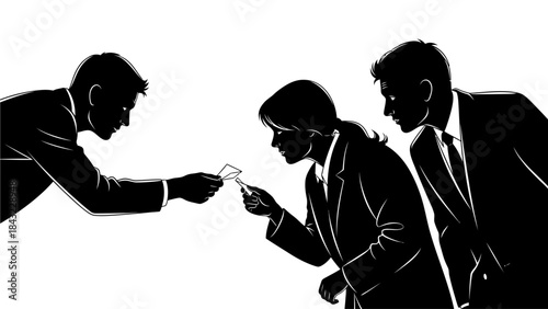 Businessmen exchanging documents in a formal meeting setting with a professional atmosphere