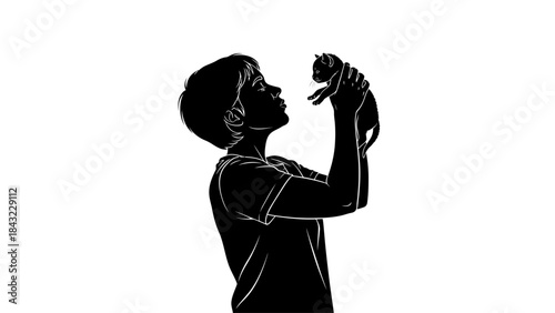 Silhouette of a person holding a camera, capturing moment, portrait, photography, outdoors, daytime