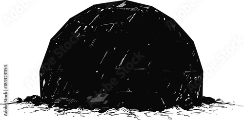 Silhouette of a Bowl with Fresh Bread Rolls and a Baguette - Ideal for Food, Bakery, and Culinary Concepts