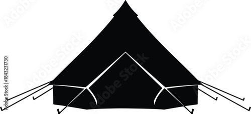 Stylish Black Tent Icon Illustration for Outdoor Adventures, Camping, and Hiking Gear with Modern Design Aesthetic