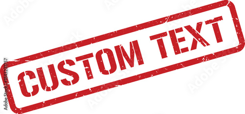 Red Distressed Rectangular Rubber Stamp CUSTOM TEXT for Personalized Documents and Marking Purposes