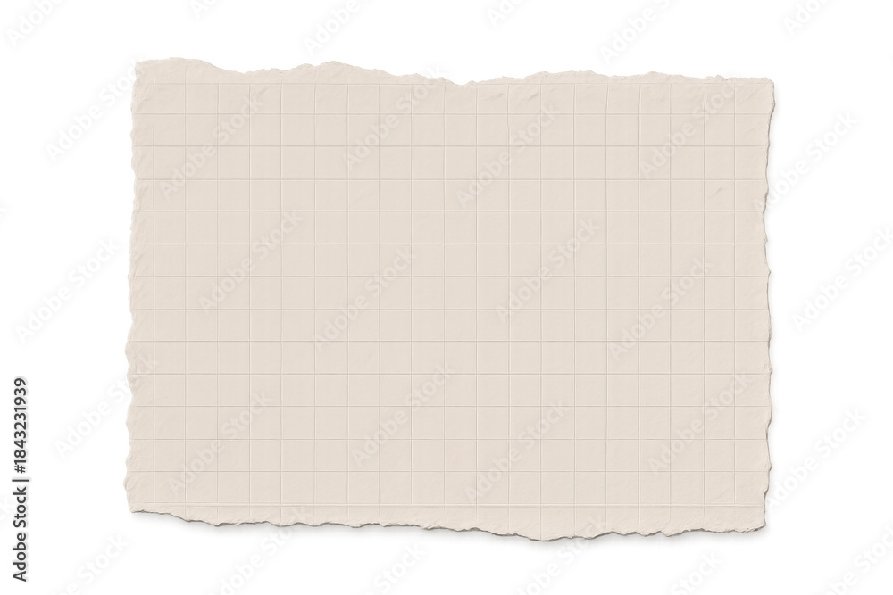 Fototapeta premium Torn piece of blank graph paper with ripped edges on transparent background, adding a creative element for notes or messages