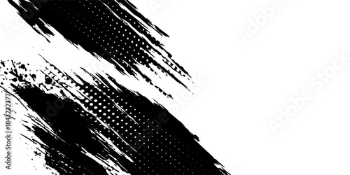 Black grunge brush stroke in white background