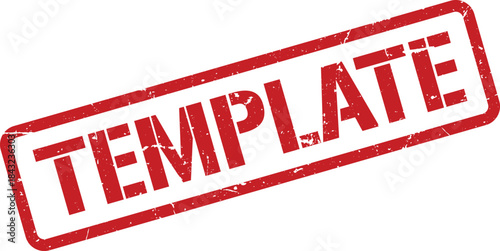 Distressed Red Rubber Stamp Impression on White Background, Angled for Interest and Emphasis