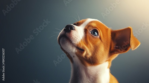 Adorable puppy with expressive eyes and curious gaze.