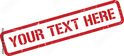 Red Grunge Stamp With Rounded Corners Featuring Your Text Here on White Background