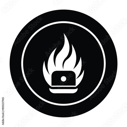 Fire alarm hand push button icon flat vector illustration