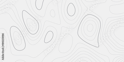 Seamless Black and White Contour Line Background Representing Natural Terrain Elevation in Retro Map Style