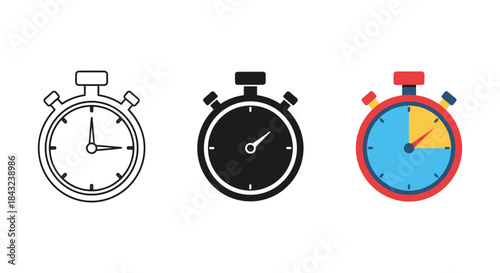 Set of stopwatch icons in different style