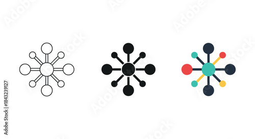 Different style molecular structure icon set