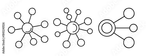 Various network connection and data sharing diagram icons set