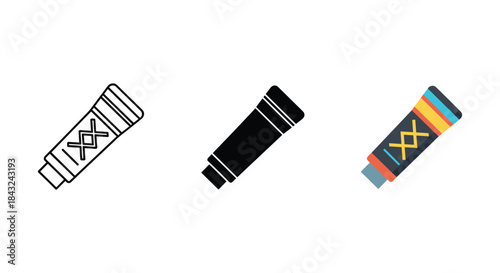 Collection of three lip balm tubes with different designs