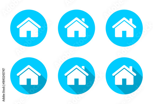 Home and house icon set with long shadow. Real estate, residence, and property symbol