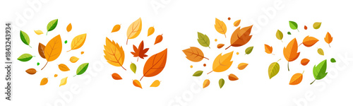 Autumn season leaves falling vector illustration design element background