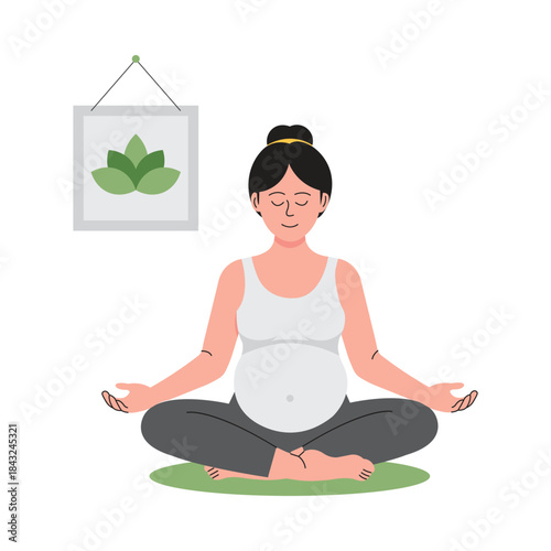 Breathing Calmly Vector Flat Illustration EPS 10 File