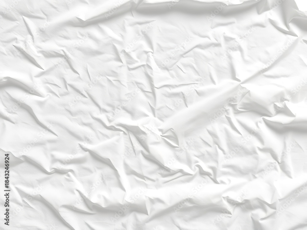 Obraz premium Abstract background texture of bright white wrinkled fabric showing deep shadows and sharp creases in a minimalist design
