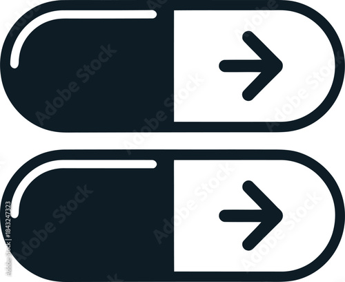 Pills capsules with right arrows medical treatment concept icon isolated on background