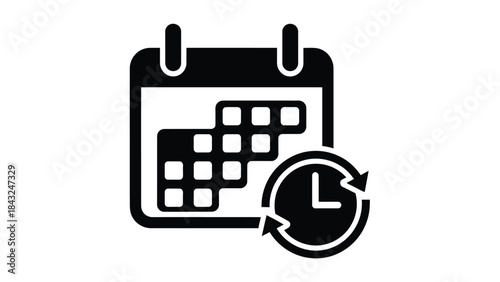 Simple black and white icon representing recurring schedules and time planning